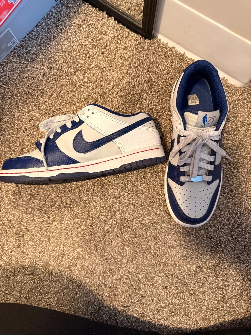 75th NBA Anniversary Nike Kids Low-Top Sneakers in Navy and Grey